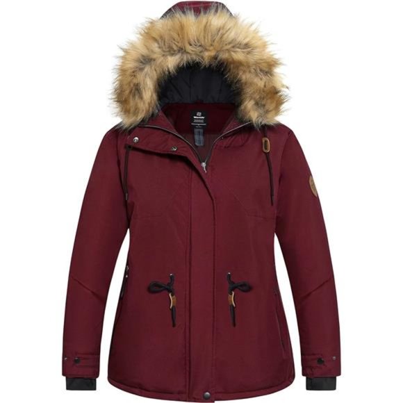 Plus Size Waterproof Ski Jacket Hooded Winter Coat For Women